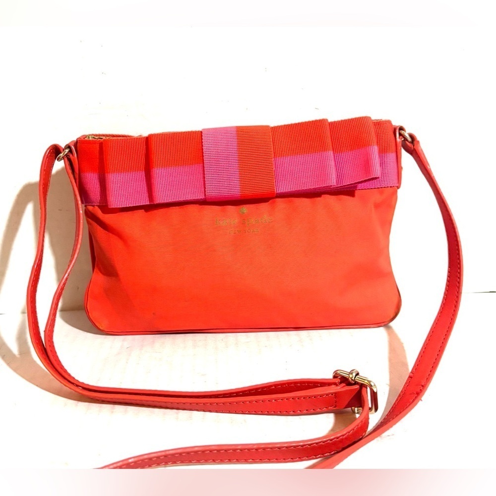 Kate spade orange & pink canvas crossbody handbag